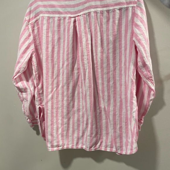 Old Navy Linen blend boyfriend shirt in Pink and White Striped - Picture 5 of 5